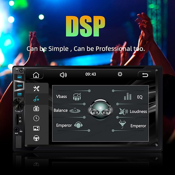 New Double Din Car Stereo with Wireless CarPlay & Android Auto, 7 in HD Car Radio with Bluetooth, USB/SD/AUX Input, FM, SWC, Subwoofer Support -HD Touchscreen Radio for Seamless Car Audio Integration