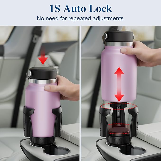 Car Cup Holder Expander, Cup Holder Extender Adapter with Expandable Arm and Adjustable Base, Compatible with Yeti Ramblers, Hydro Flasks, Stanley, Owala Most Coffee Mugs Bottles & Cups (CUP-B-2pack)