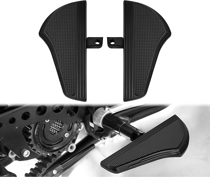 Passenger Driver Floorboards Set Style C, Black | Set Fit For Harley 2012-2016 FLD, 1986-2017 Most FL Softail, 1986-later Touring, Non-Slip, CNC Aluminum