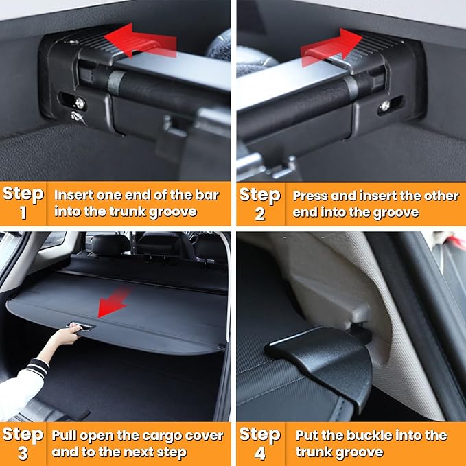 Trunk Cargo Cover for Chevy Chevrolet Equinox GMC Terrain 2018 2019 2020 2021 2022 2023 2024 2025 Retractable Rear Trunk Cargo Luggage Security Shade Cover Shield Waterproof Upgraded Version (Black)