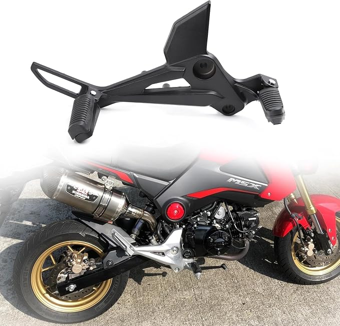 Mokuo Motorcycle Footrest Assembly,1 Pair Footpegs Kit in Alloy Aluminum Material Fit for Honda Grom Msx 2013-2016 Clone,Black Color