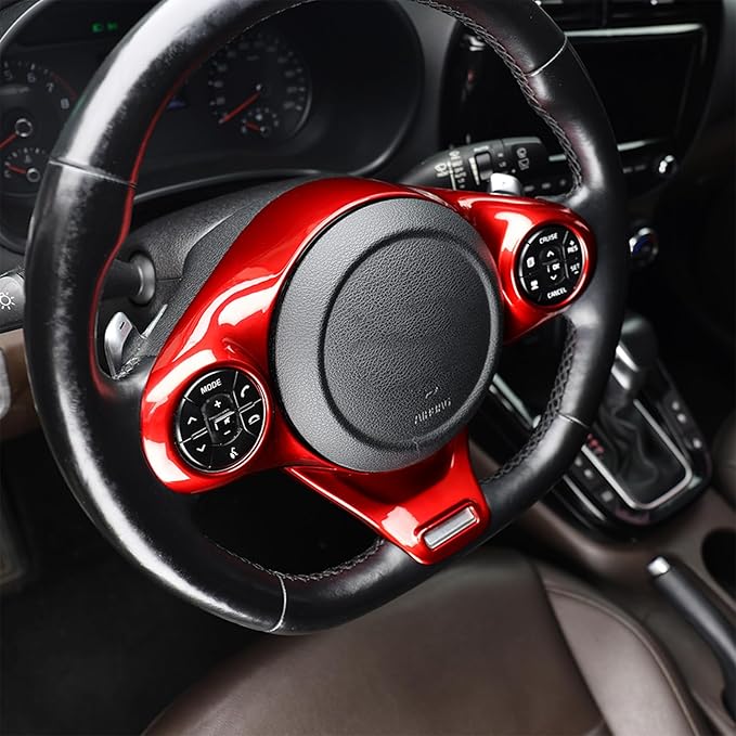 Premium Car Steering Wheel Handle Frame Cover - Anti-Slip Grip, Durable & Stylish Design Compatible with Kia Soul GT 2020-2025 Accessories (Red)
