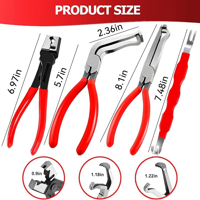 5-Pcs Electrical Disconnect & Hose Clamp Pliers Set + 18-Pc Terminal Kit, Hard-Shell Case – Connector Separator & Depinning Tool for MAF Sensor, Fuel Injector, Ignition Coil | Cars Trucks SUVs