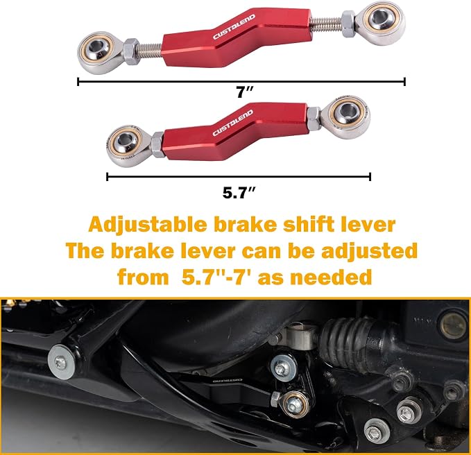 Brake Pedal Angle Adjustment Lever for Harley, Rear Brake Riser, Red Brake Linkage Compatible with 2018+ Softail M8 Harley Low Rider S/ST, Street Bob, Makes Braking 20% Easier
