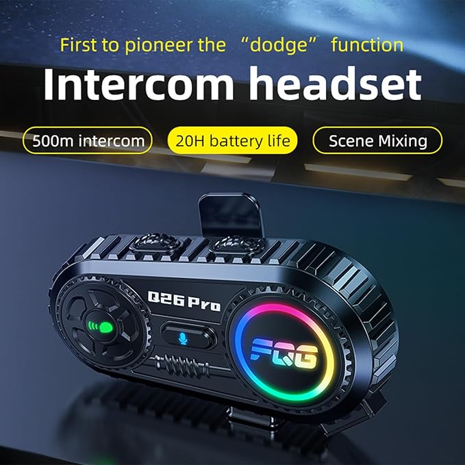 2 Pack Motorcycle Helmet Headset Bluetooth Intercom 2-Way Communication System, 1600FT Range, 18Hrs Talk Time, IP56 Waterproof, AI Voice Assistant, Detachable Design for Motorcycle Ski Snowmobile