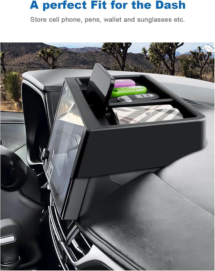 CDEFG Upgraded for 2025 2026 Toyota Sienna Dashboard Storage Tray, 12.3-Inch Behind-Screen Organizer for Toyota Sienna 2025 2026 Accessories Touchscreen Dash Organizer(Not for LE Trim 8-Inch)