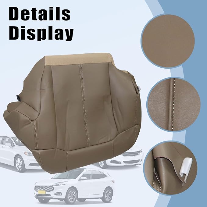 SecosAutoparts Driver & Passenger Side Bottom & Top Lean Back & Armrests Leather Seat Covers Med Tan Compatible with Chevy Silverado 1500 2500 1999 2000 2001 2002