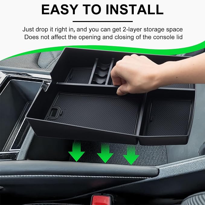 TOPINSTALL 2PCS Console Trays Compatible with 2024-2026 VW Atlas/Atlas Cross Sport Accessories, Armrest Organizer & Lower Center Console Tray Bottom Storage Insert Interior Accessory