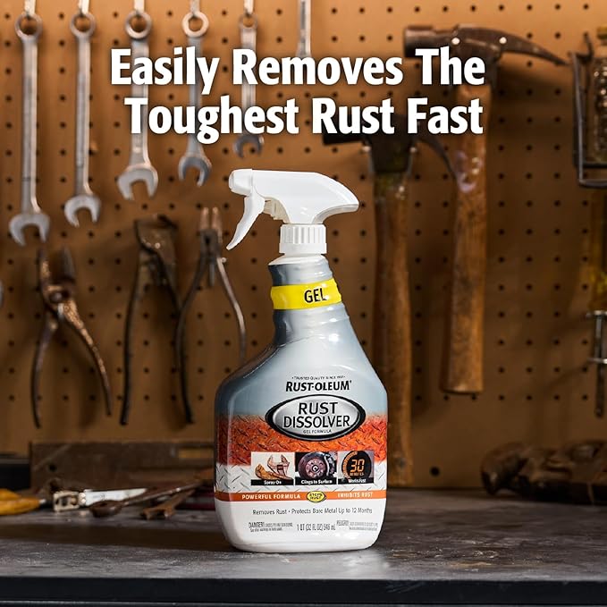 Rust-Oleum Rust Dissolver Trigger Spray Gel | Heavy-Duty Corrosion Remover for Metal Tools, Cars, Bikes, Grills, Bolts, Firearms & More | 32 oz