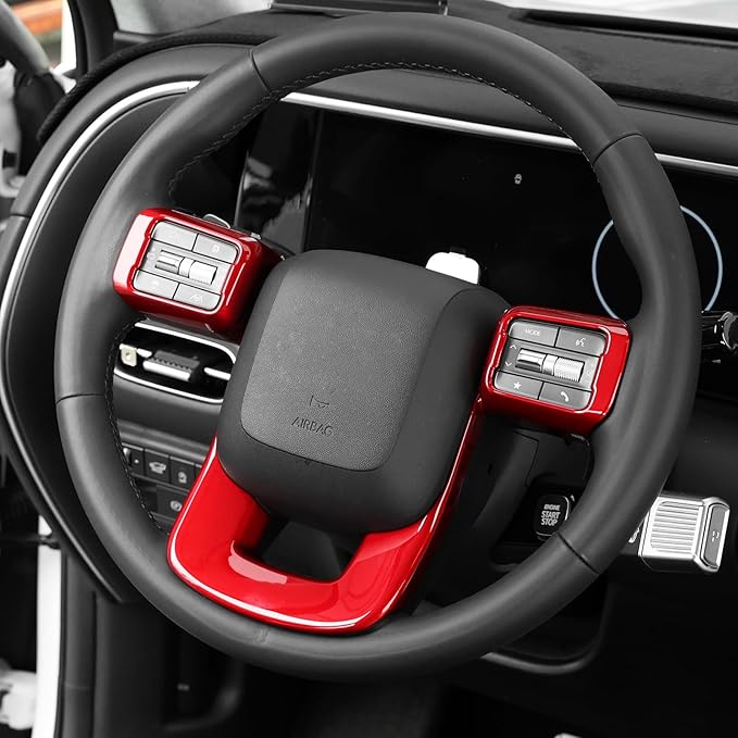 YOUTOOCAR Steering Wheel Cover Trim Compatible with Hyundai Santa Fe 2024-2026 Hyundai Palisade 2026 Hyundai IONIQ 9 Accessories (Red)