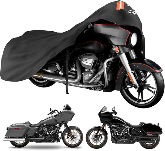 Heavy Duty 420 Motorcycle Cover Compatible with Cruiser Models Harley Davidson Softail Slim,Softail Standard, Softail Breakout, Softail Deuxe, Fat Boy, Street Bob 114