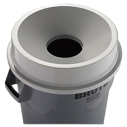 Rubbermaid Commercial Products Trash Can Funnel Top/Lid 32-Gallon Gray Hands-Free Disposable Compatible with The Rubbermaid 32-Gallon Garbage Bins for Indoor/Outdoor/Garage