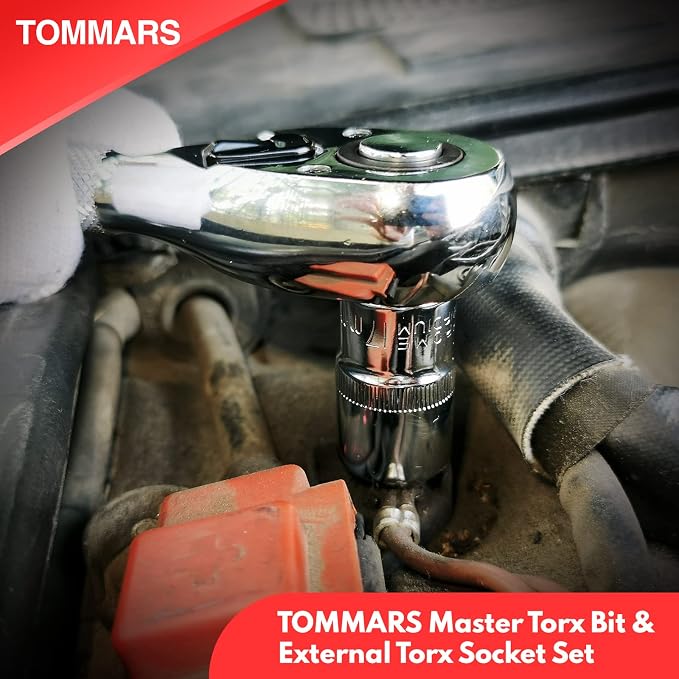 TOMMARS 26-PC T10-T70 & TT10-TT70 & 60-Pc Master Torx Bit Socket and External Socket Set