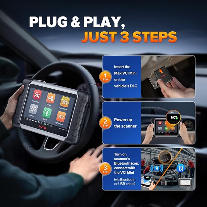 Autel MaxiSys MaxiVCI VCI Mini OBD2 Adapter Connector, 2026 Vehicle Wireless Diagnostic Interface, Work w/Autel Scanner MaxiCOM MK808BT PRO MK808Z-BT MK808K-BT MP808BT Pro MK808S-TS MP808S-TS MK808TS