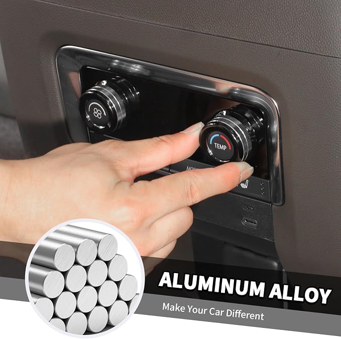 Jimen for Tahoe Center Console Knob Covers, 7PCS AC Air Conditioning Volume Control Button Headlight Switch Trim Ring Fit for Chevrolet Tahoe 2024-2025 (Black)