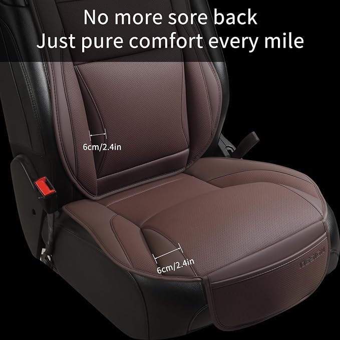 Car Seat Cover Protector for Front Seats – Waterproof, Breathable Faux Nappa Leather, Airbag Compatible, Dual Support for Waist & Legs, Universal Fit for Sedans, SUVs, Pickups (2pcs, Brown)