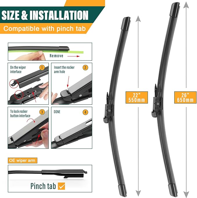 Windshield Wiper Blades Replacement for Ford Explorer 2011-2017 2018 2019 2020 2021 2022 2023 2024,Original Equipment Replacement Front Rear Wiper Blade Set - 26" 22" 11" (Set of 3)