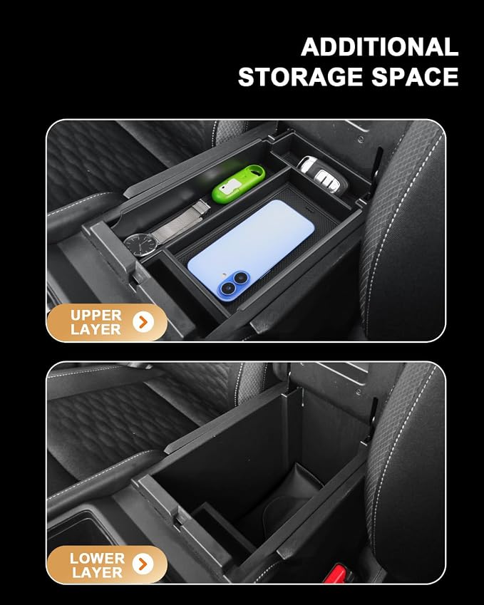 Center Console Organizer For 2022-2026 Nissan Pathfinder - Armrest Box Storage Tray Compatible with 2022-2026 Pathfinder Accessories - Center Console Armrest Organizer Solid ABS With Anti-Slip Mat