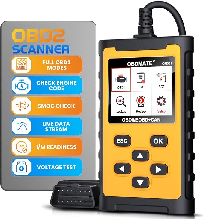 OBD2 Scanner Diagnostic Tool with Battery Test, Read&Clear Codes View Live Data I/M Readiness Freeze Frame, OBDII Check Engine Code Reader for 99% Cars Since 1996