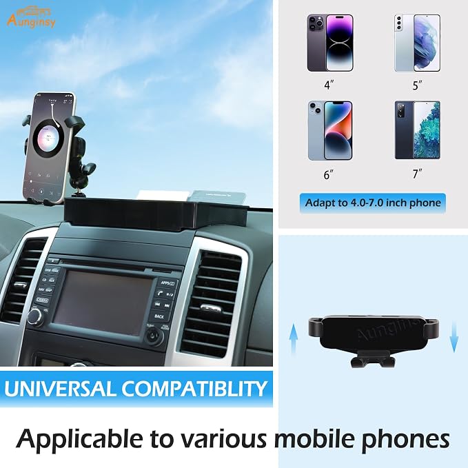 Aunginsy Center Console Dash Storage Tray With Phone Holder Compatible with Nissan Frontier 2009-2017, Dashboard Multi-Functional Mobile Phone Mount Storage Box, Dash Organizer Tray Insert Accessories