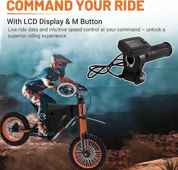 Upgraded E-Bike Throttle 48V w/M Button Fits for Tutti/Tutto/Tuttio Soleil01 Electric Dirt Bike Soleil 01 Only New Version (with M), Non-Interchangeable with Old Throttle (Without M)