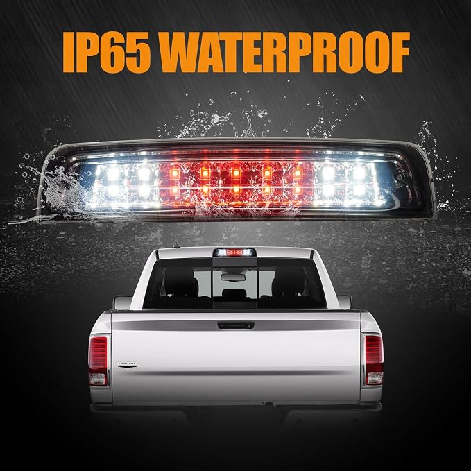 Third 3rd Brake Light LED for 2009-2017 Dodge Ram 1500, High Mount Rear Brake Lights Assembly for 10-17 Ram 2500 3500, Waterproof Center Cab Lamp Cargo Stop Light