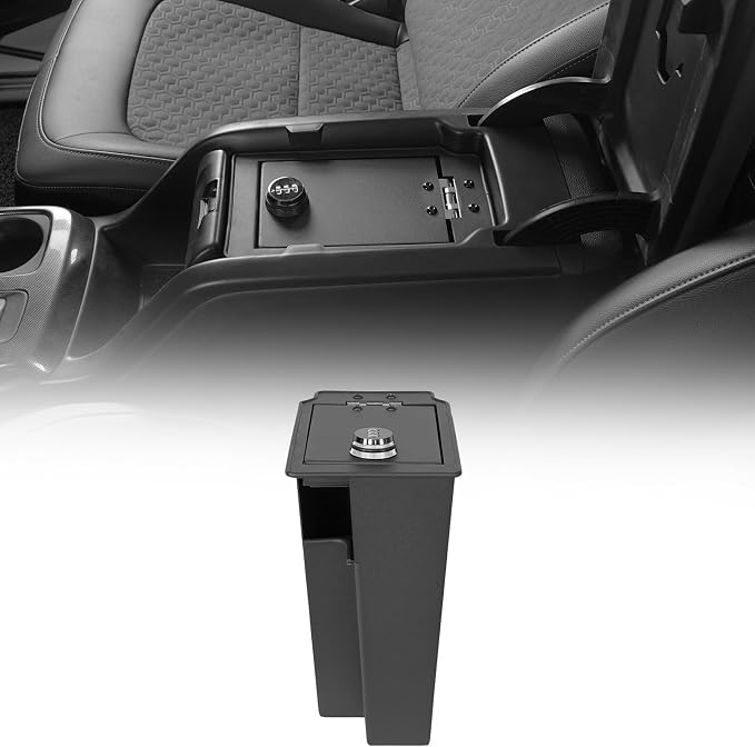 Hooke Road Colorado Center Console Safe Lockbox Insert Armrest Organizer Compatible with 2015-2022 Chevy Colorado & GMC Canyon, Black Password Lock Box