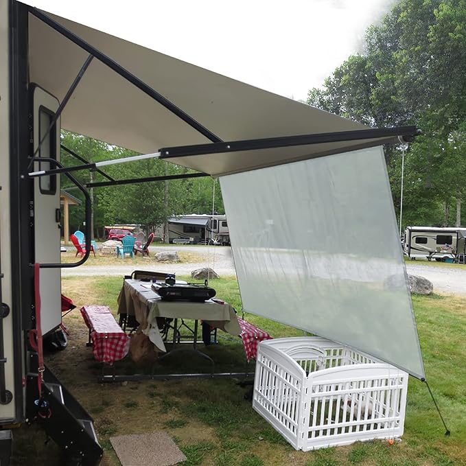 leaveshade RV Awning Sun Shade Screen 7' X 17' 3'' (Fit for 18' Awning) Mesh Sunshade Block Patio Front UV Glare Motorhome Camping Trailer Awning Shadescreen Canopy Sunscreen - 3 Year Warranty (Gray)
