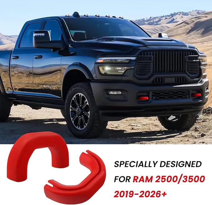 Front Tow Hooks Covers for RAM 2500/3500 2019-2026, Hitch Cover Customized Car Tow Hooks Compatible with RAM 2500/3500 Accessories 2019-2026 (Red)