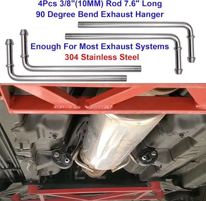 16PCS Exhaust Hanger 304 Stainless Steel 3/8"(10MM) Rod Rubber Hanger Set
