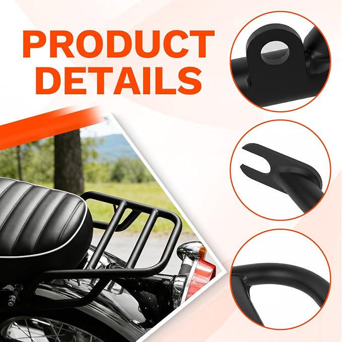 CHIFUN Rear Luggage Rack for Kawasaki W800 2020-2023, W800 ABS 2024-2026, W800 Cafe 2019-2020, Steel Motorcycle Luggage Shelf Bracket Cargo Rack Replacement (Black)