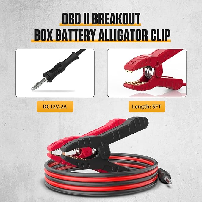 Obd2 Breakout Box, Automotive OBDII Protocol Detector 16-Pin CAN Diagnostic Tool for Communication/Power/Ground Detection with Universal Wire Jumper and Clips