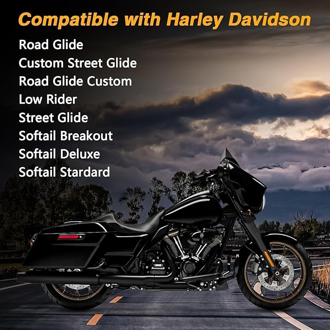 EVRBUL Motorcycle Cover Heavy Duty 420D Outdoor All Seasons Motorbike Sun Cover Protection Compatible with Harley Davidson Road Glide Custom Street Glide Low Rider and up to 98’’ Most Motorcycle