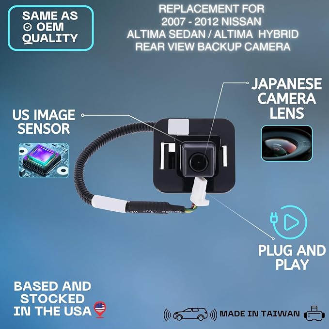 Backup Camera Replaces for 2007 2008 2009 2010 2011 2012 Nissan Altima Sedan/Altima Hybrid OE Part # 28442ZX61A