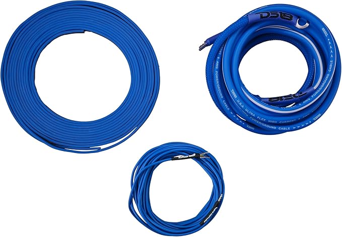 DS18 AKIT8.BL 8-GA Amplifier Installation Wiring Kit - Up to 840W Max, ANL Fuse Holder with 60A, Speaker & RCA Cables, CCA Amplifier Wiring Kit, Ultra Flex Wire, Amp Wire Kit 8 Gauge - Blue