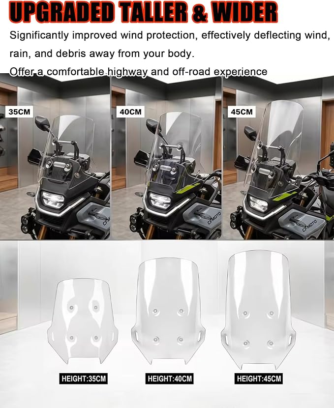 35CM PMMA Higher Windshield Wind Screen Compatible with CFMOTO Ibex 450 2025-2026,4.5MM Thickness,Transparent,CFMOTO Ibex 450 Accessories