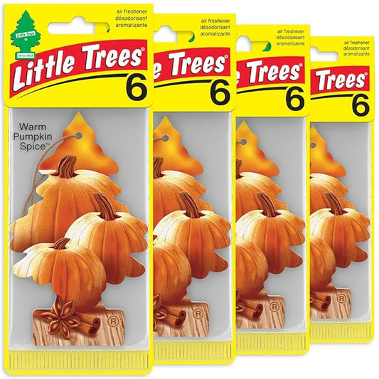 LITTLE TREES Car Air Freshener | Hanging Tree Provides Long Lasting Scent for Auto and Home | Warm Pumpkin Spice, 24 Air Fresheners