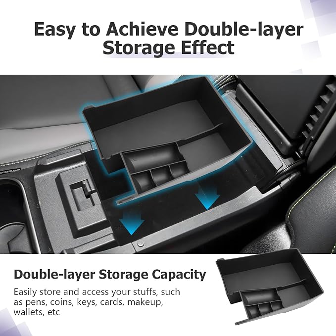 LUWU Outback 2020-2025/Legacy 2020-2025 Accessories Compatible with Subaru Outback/Legacy Center Console Organizer Armrest Console Storage Box Insert Tray ABS Material Black Coin Container 2-Pack