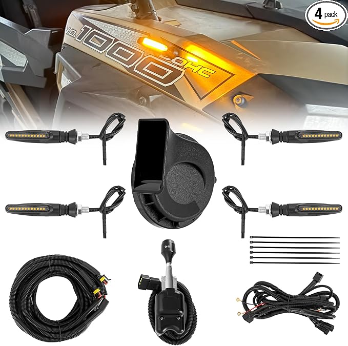 SUNPIE UTV Turn Signal Lever with Horn and Column Switch,Bright Amber UTV Blinker Street Legal ATV Turn Signals Kit Plug and Play for Polaris, Teryx, CFMOTO and Can-am Arctic Cat Wildcat