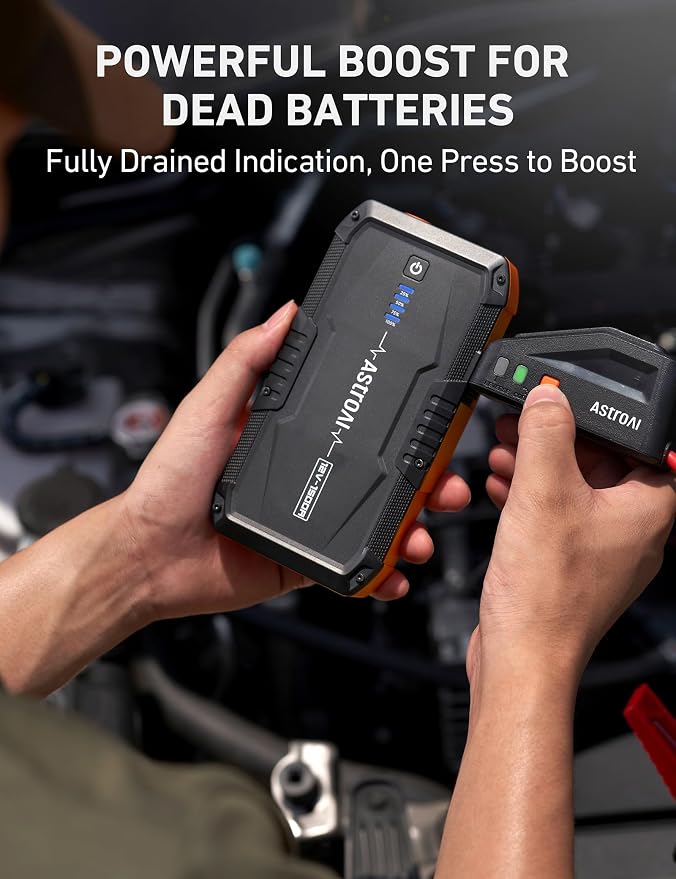 AstroAI S8 Car Battery Jump Starter, 1500A Jump Starter, AstroAI Digital Tire Pressure Gauge 300PSI Large Screen