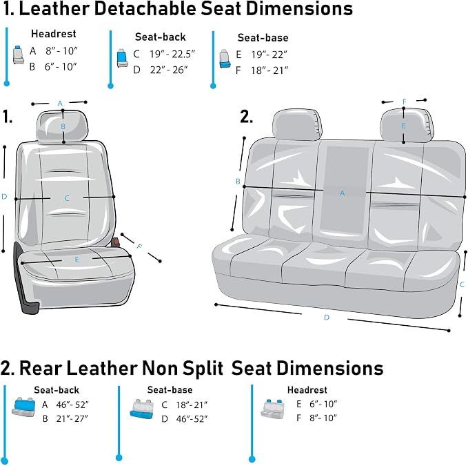 FH Group Automotive Seat Cover Highest Grade Faux Leather Orange Black Full Set, Combo Car Seat Cover Design Airbag Compatible Split Bench Tan Car Seat Cover Interior Accessories Universal Fit SUV