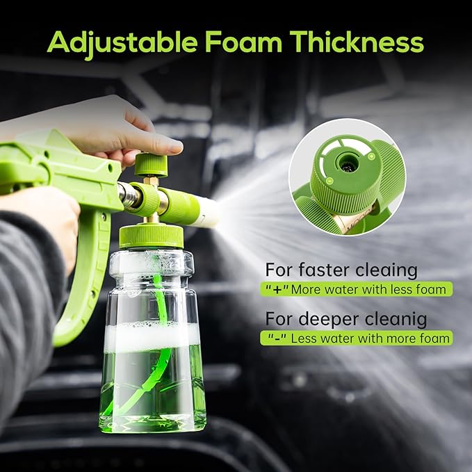 Foam Cannon with Dual Connector Accessory, Pressure Washer Accessories with 1/4 Inch Quick Connector, 5 Pressure Washer Nozzle Tips, Pressure Washer Gun for Car Washing and Cleaning