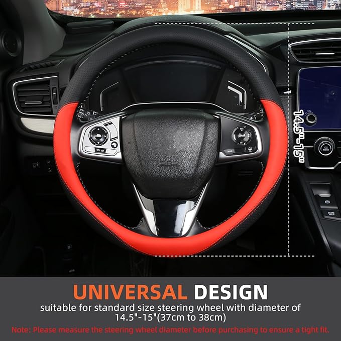Leather Steering Wheel Cover Custom-Fit for Toyota, Comfort Grip Design Breathable and Non-Slip, Toyota Car Steering Wheel Protector for Women Men, Toyota Accessories,Black (D-Style, for Toyota)