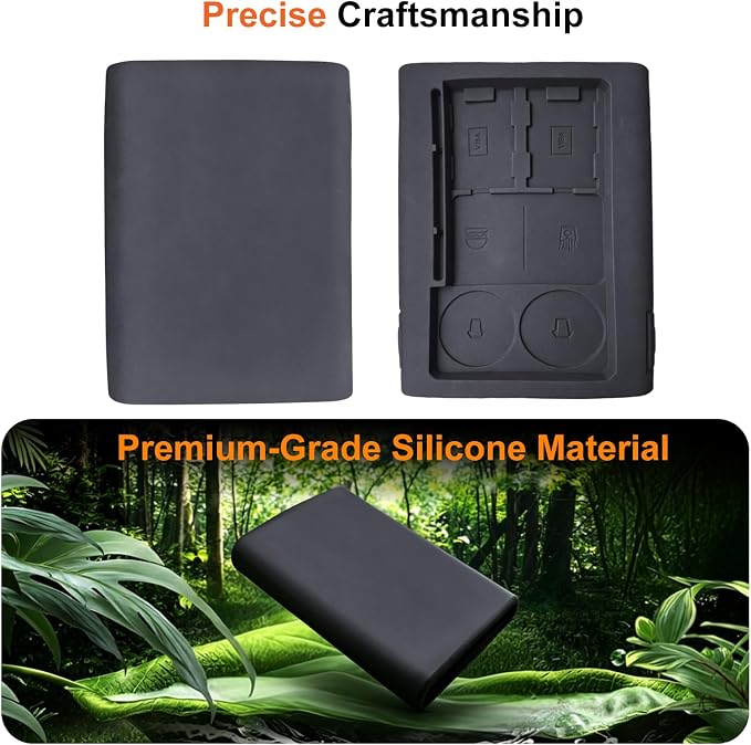 Center Console Thin Silicone Rubber Armrest Cover for 2026 Toyota RAV4 Hybrid&RAV4 Plug-in Hybrid with Organized Compartments - [Full Coverage Fit&OEM Texture Design] - Black