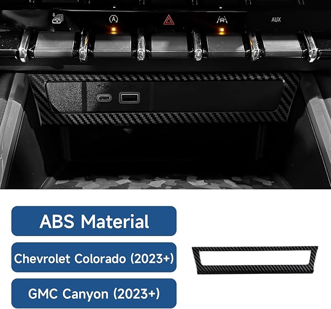 Car ABS Carbon Fiber Center Console USB Panel Sticker Cover Interior Trim Decal for Chevrolet Colorado/GMC Canyon 2023 2024 2025 Accessories