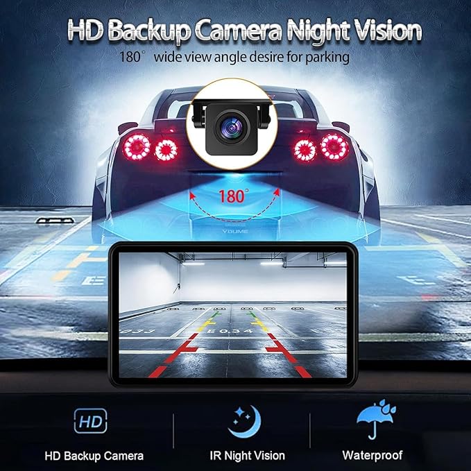 Carplay Screen for Car, 7" HD Wireless Apple Carplay & Android Auto, Portable Touchscreen Car Stereo with Backup Camera, Bluetooth, Mirror Link, Voice Control, GPS, FM, AUX, Car Play for All Vehicles