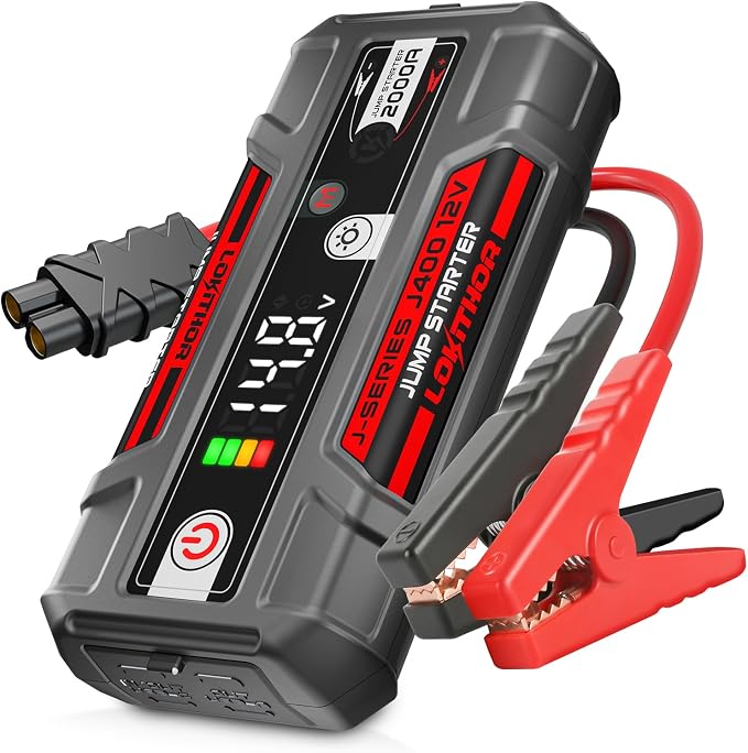 LOKITHOR J400 Jump Starter - 12V 2000A Lithium Battery Jump Pack, Portable Jump Box, Car Starter, Jumper Cables - for Up to 8.0L Gas & 6.0L Diesel Engines | ConnectMax Tech - Smart Digital Display