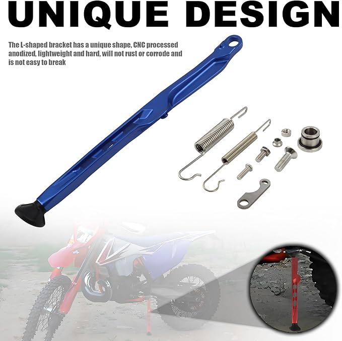Dirt Bike Parking Side Stand Kickstand Kit,Motorcycle Kickstand Side Stand Springs Support Stand For EXC EXCF XCW XCF-W XC XCF 125 150 250 300 350 450 2023 2024(Blue)