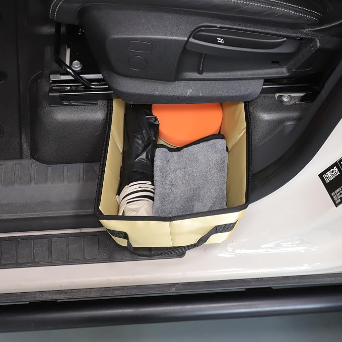 Under seat Storage Bag for Ineos Grenadier 2020-2025 Accessories Oxford Cloth Tool Organizer Box Under Front Seat, Underseat Hidden Bag Organizer Tray Drawer Bin with Anti-slip Handle (Beige)