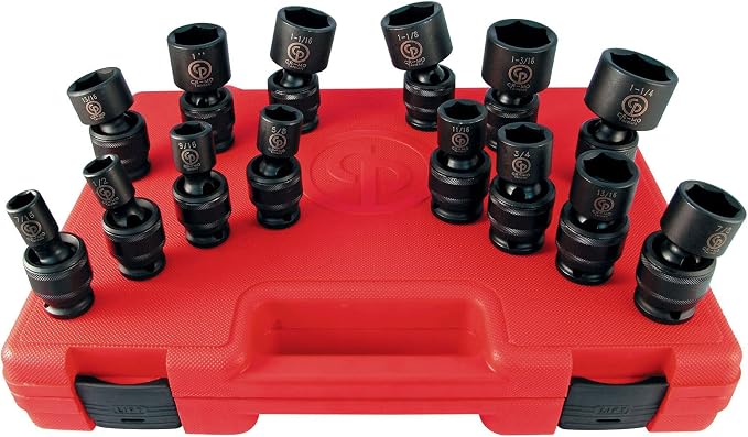 Chicago Pneumatic SS4014U - 1/2 Inch Square Drive, SAE, Universal, Impact Socket Set (14 PCS)